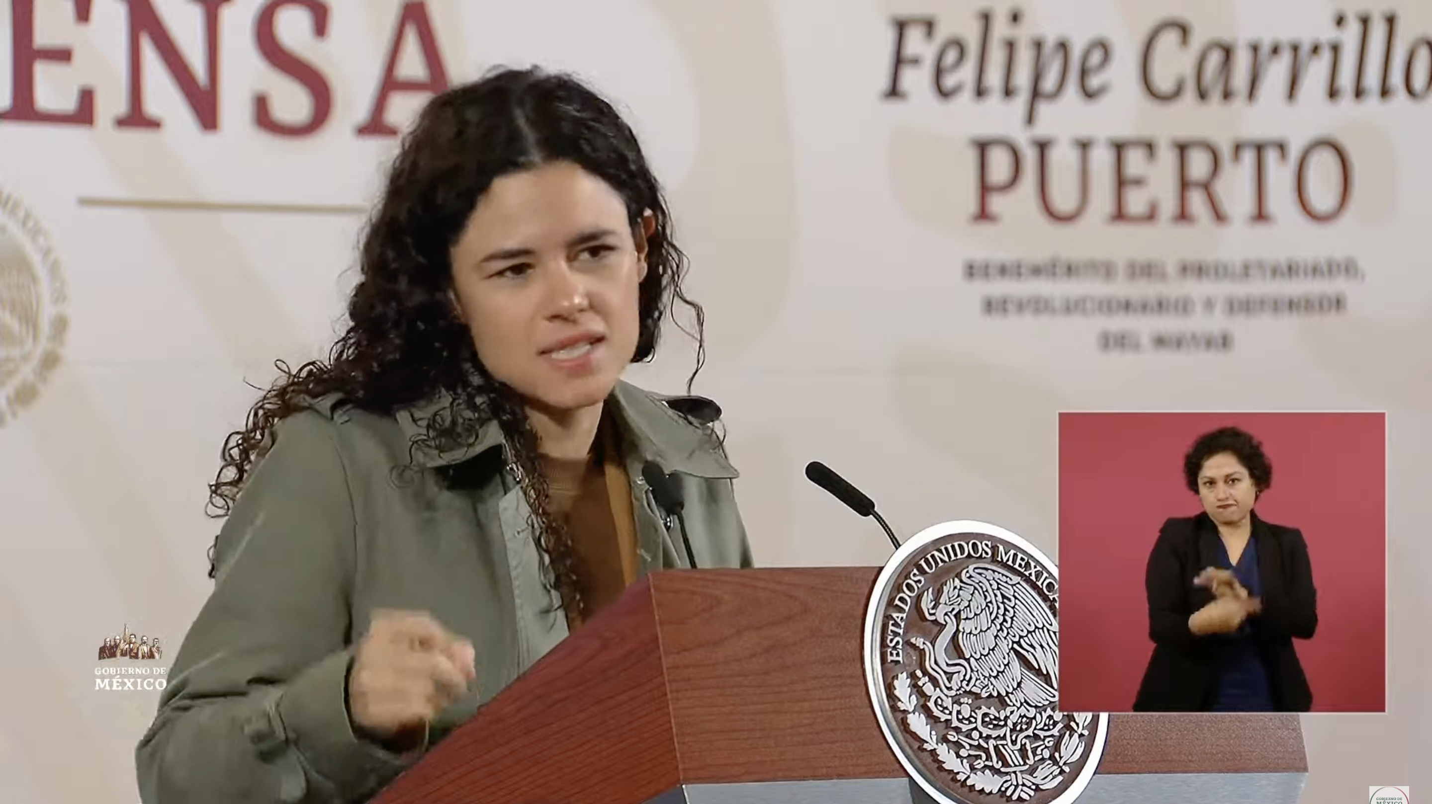 Luisa María Alcalde en conferencia de prensa del 23 de febrero del 2024